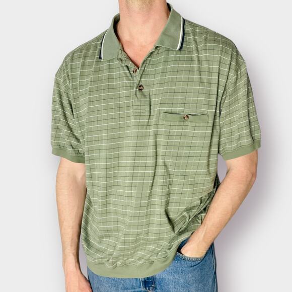 90s Harbor Bay‎ Green Checkered Collared Top - Picture 3 of 5